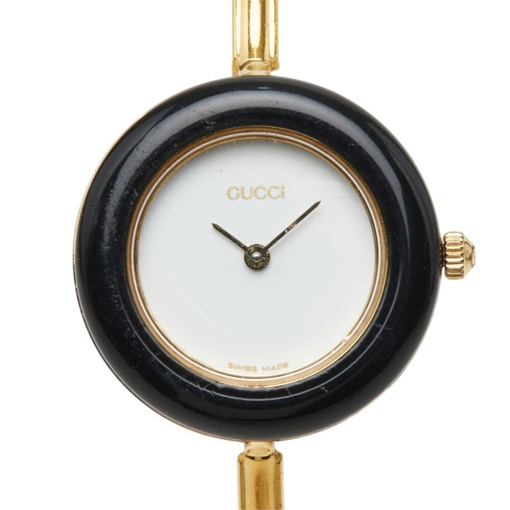 Gucci Change Bezel 6 Colors Wristwatch Bangle Watch 11 12.2 Quartz White Dial...